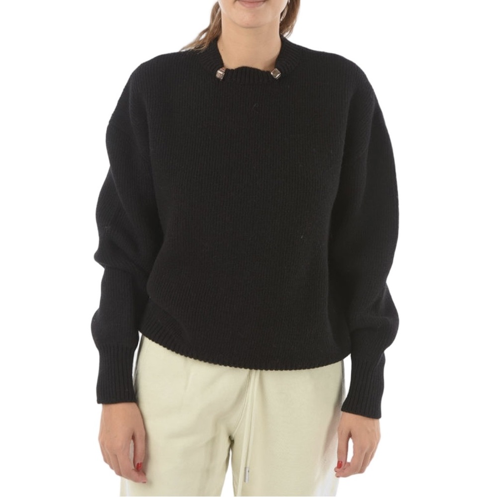 BOTTEGA VENETA SHETLAND-WOOL SWEATER WITH RING DETAILS IN BLACK - SZ -SMALL